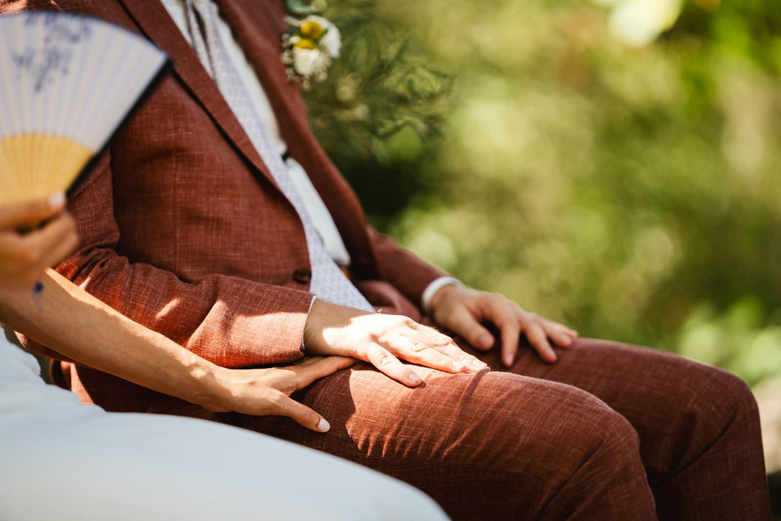 A quiet candid moment between a wedding couple